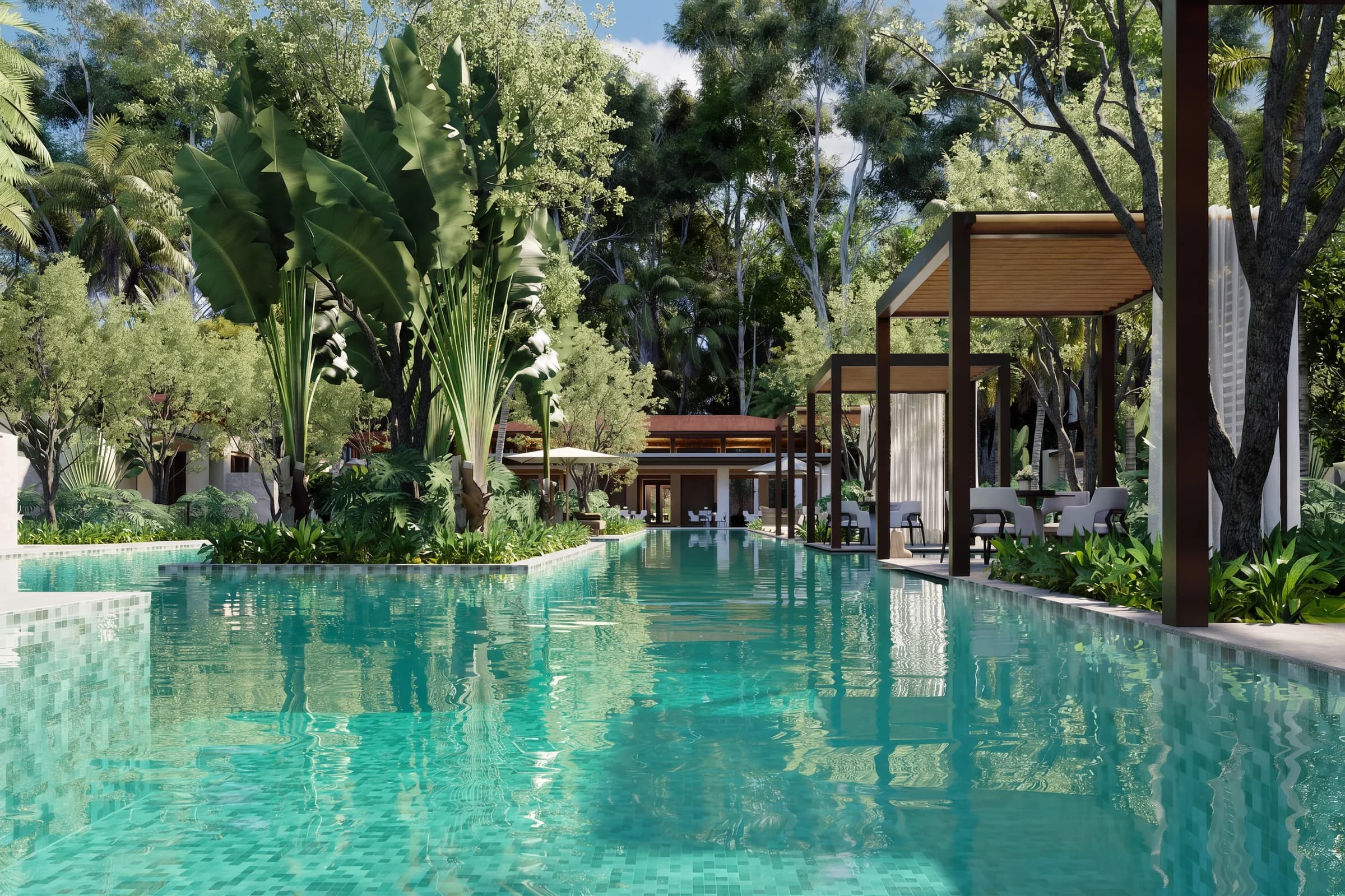 Pool looking toward The Oasis cabanas