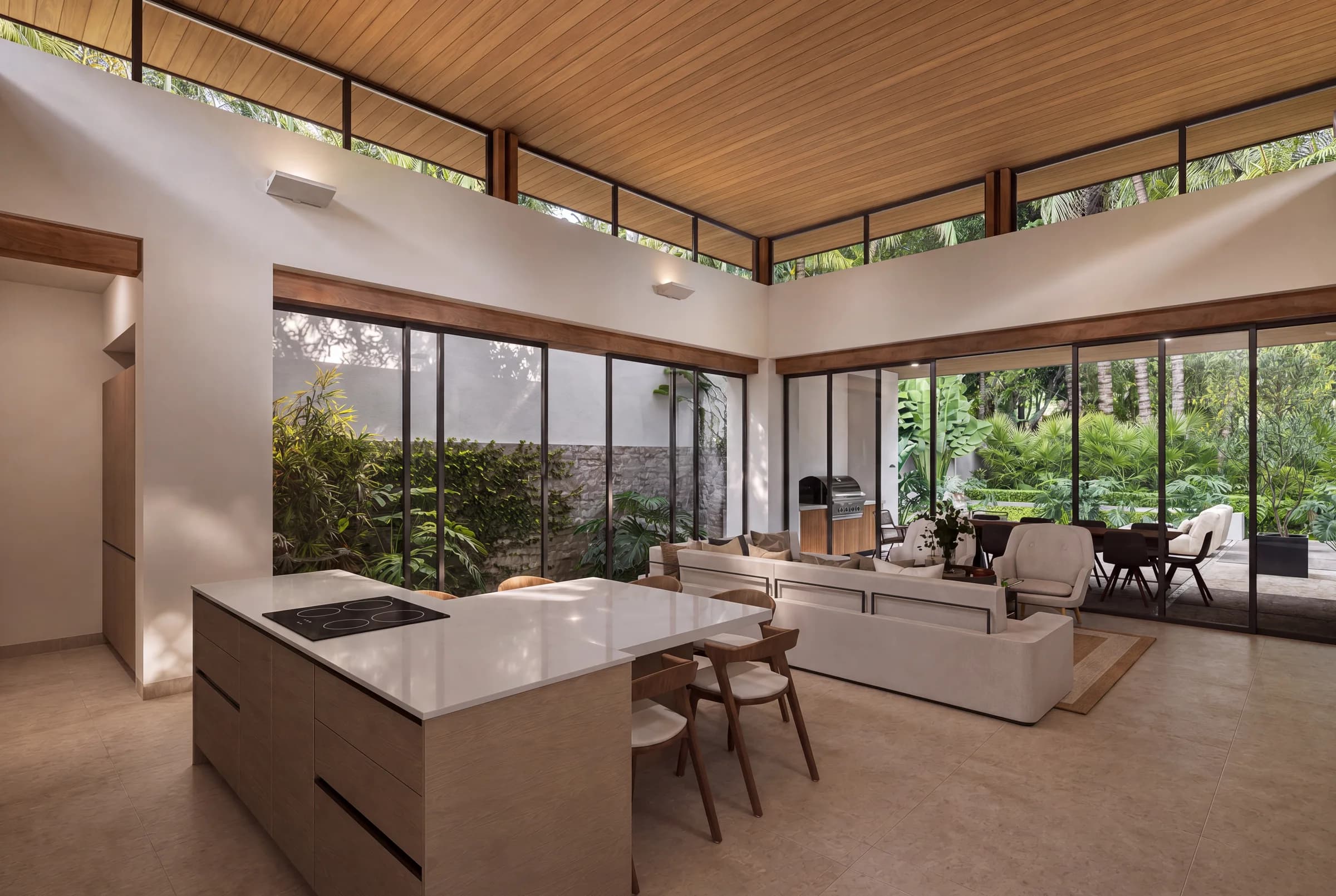 Model C kitchen and double-height living room