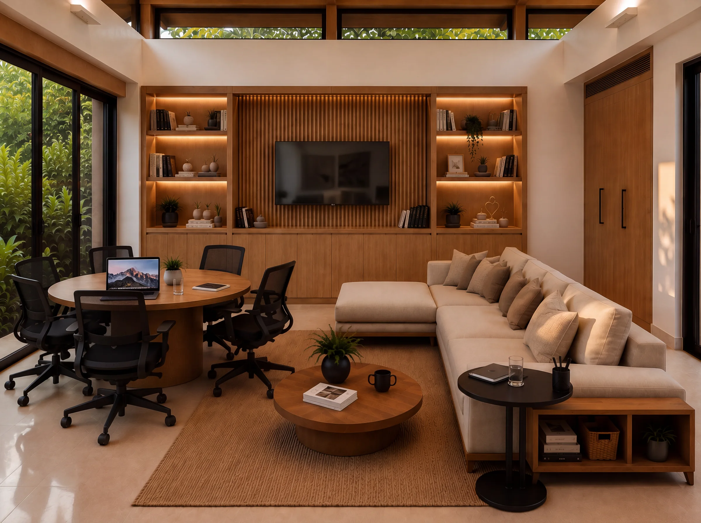 Business lounge and coworking area at Selva Grand House
