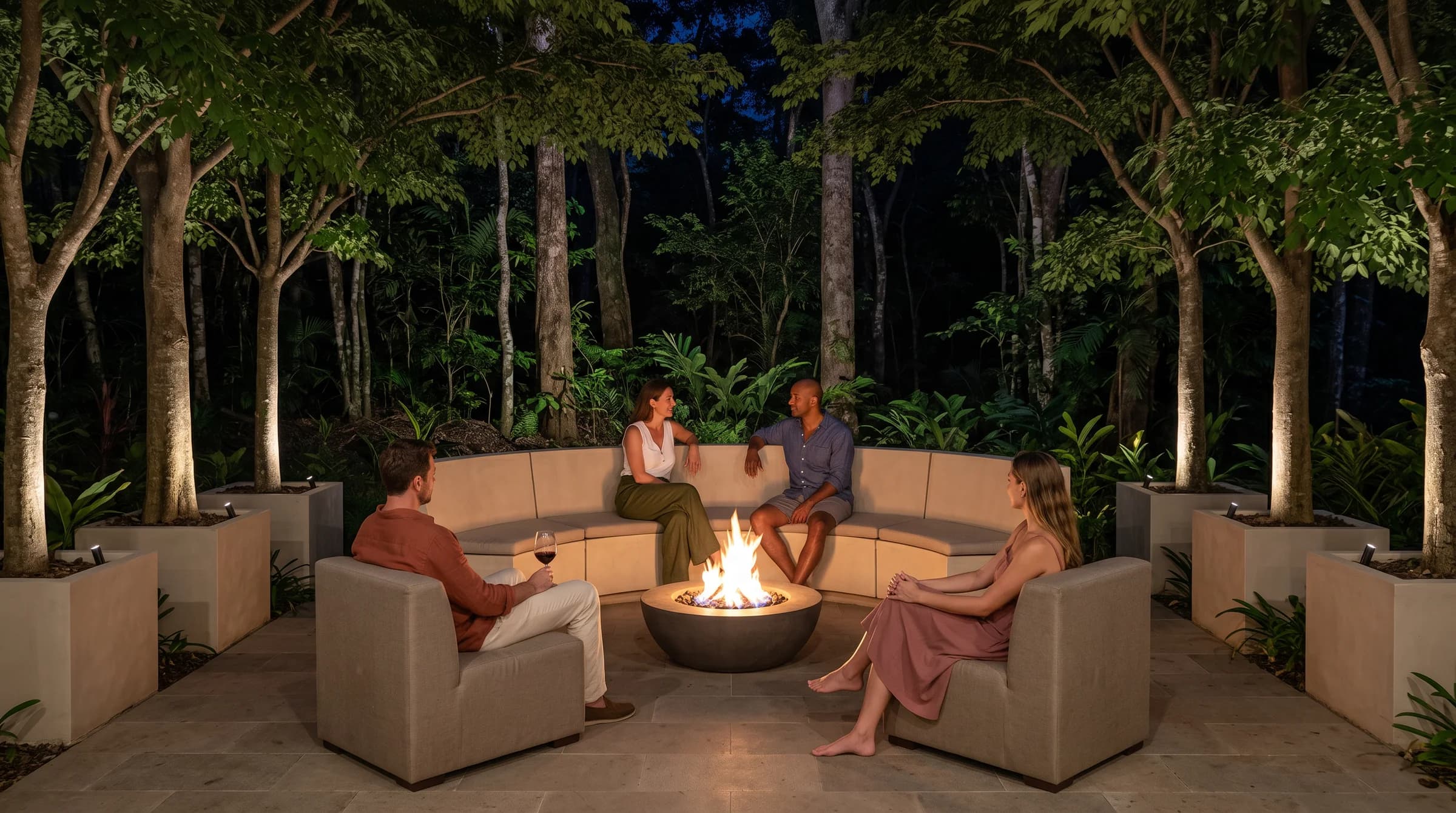 Architectural visualization of Fuego Terrace at Selva Grand House at Sueños del Mar.